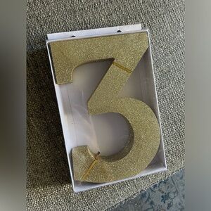 Gold Glitter Number 3 Party Decoration